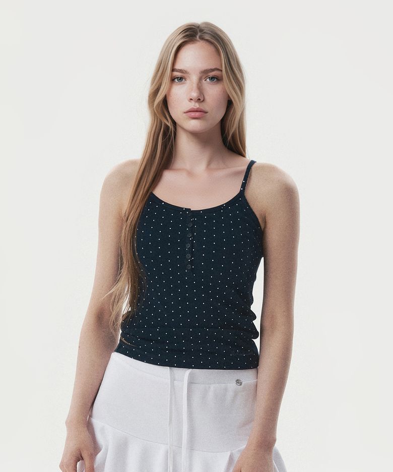 Dot Pattern Henley Sleeveless / WHRNG3791F