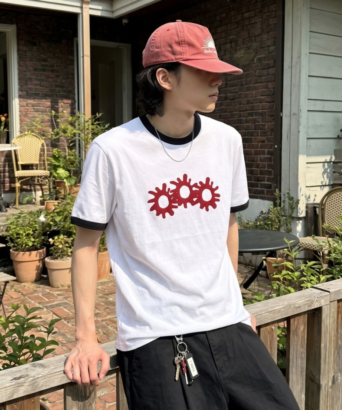 언더오프(UNDEROFF) 에센셜 스탠다드 반팔 링거 티셔츠 3GEAR 화이트