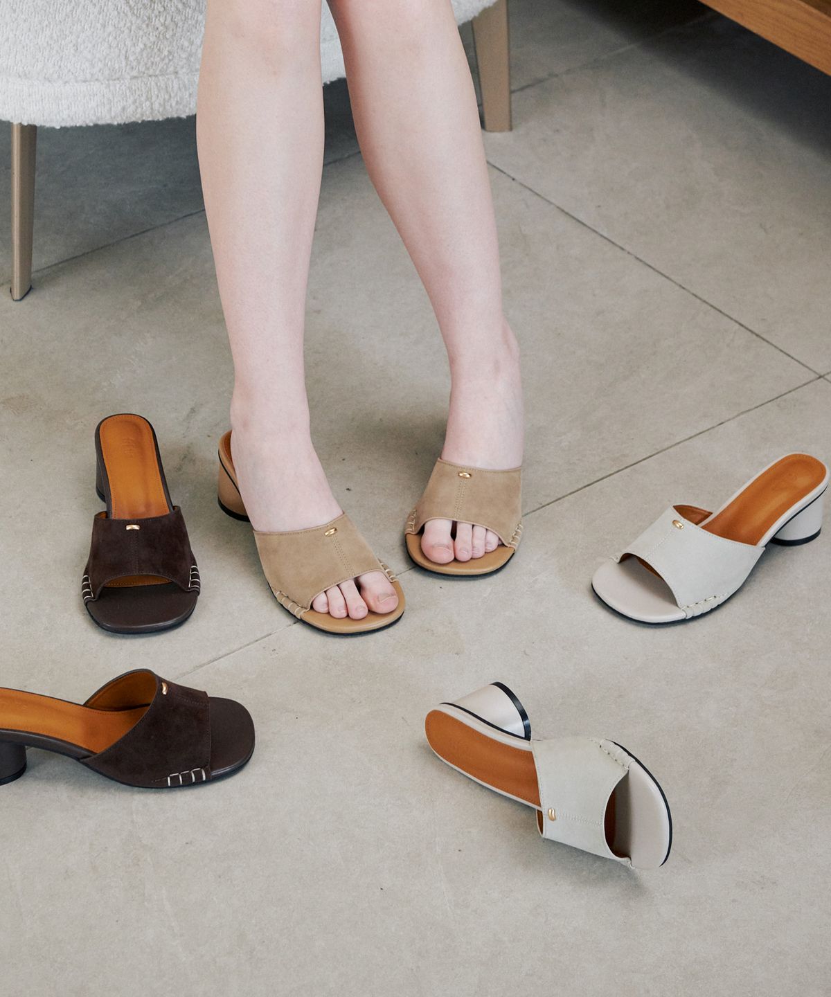 프리플라(FRI FLA) ljh0104 Cover Block Heel Mules - 3 Colors