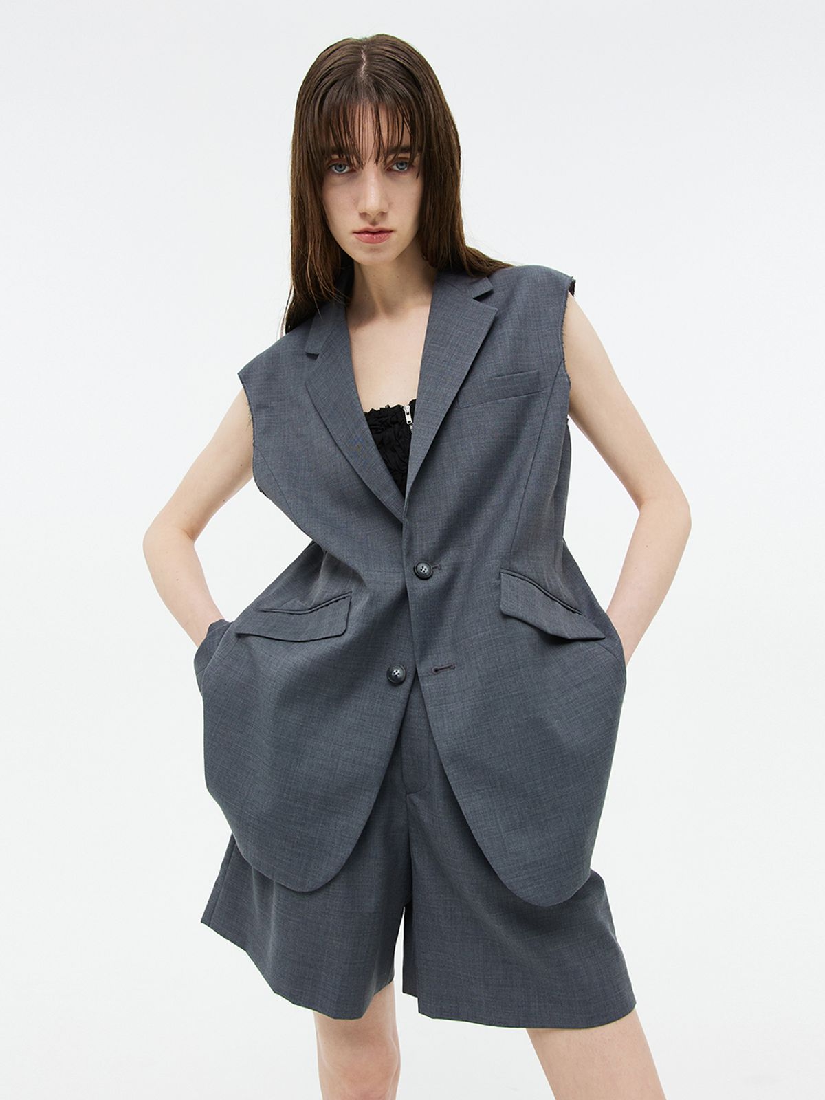 베데르미(VEDERMI) grey sleeveless blazer