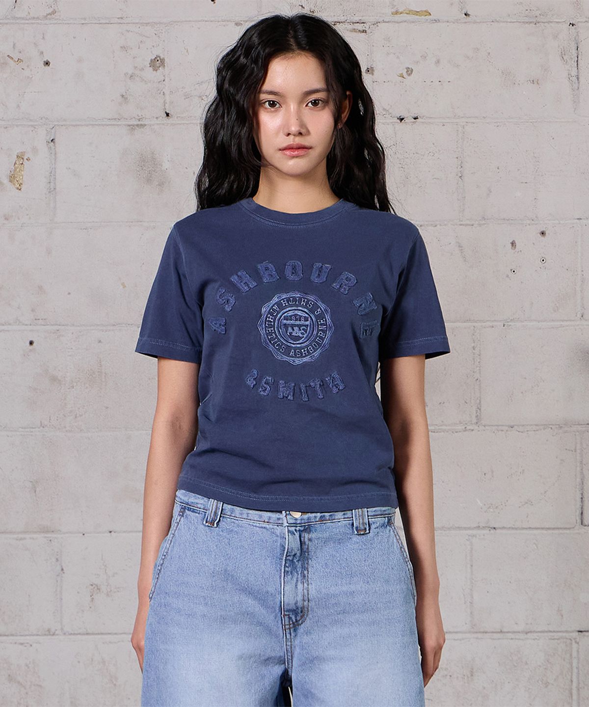 애쉬본&스미스(ASHBOURNE & SMITH) [우먼] ATHL 피그먼트 반팔티 ASH1006_다크블루