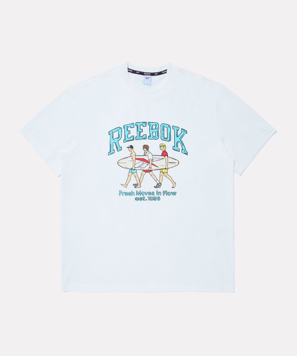 리복(REEBOK) 서핑 그래픽 래쉬가드 겸용 반팔티 - 화이트