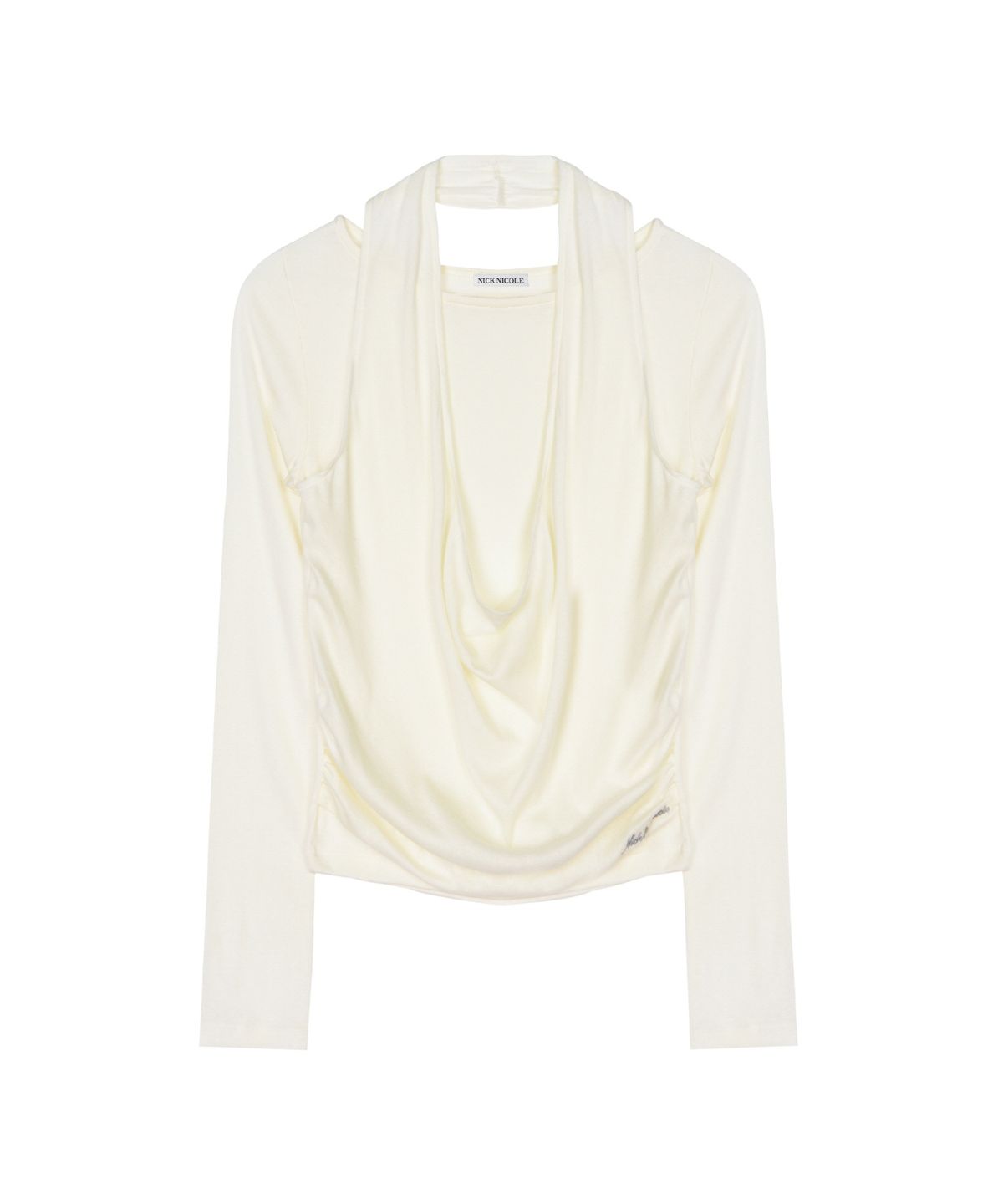 닉앤니콜(NICK&NICOLE) DRAPE HALTER LONG SLEEVE_CREAM