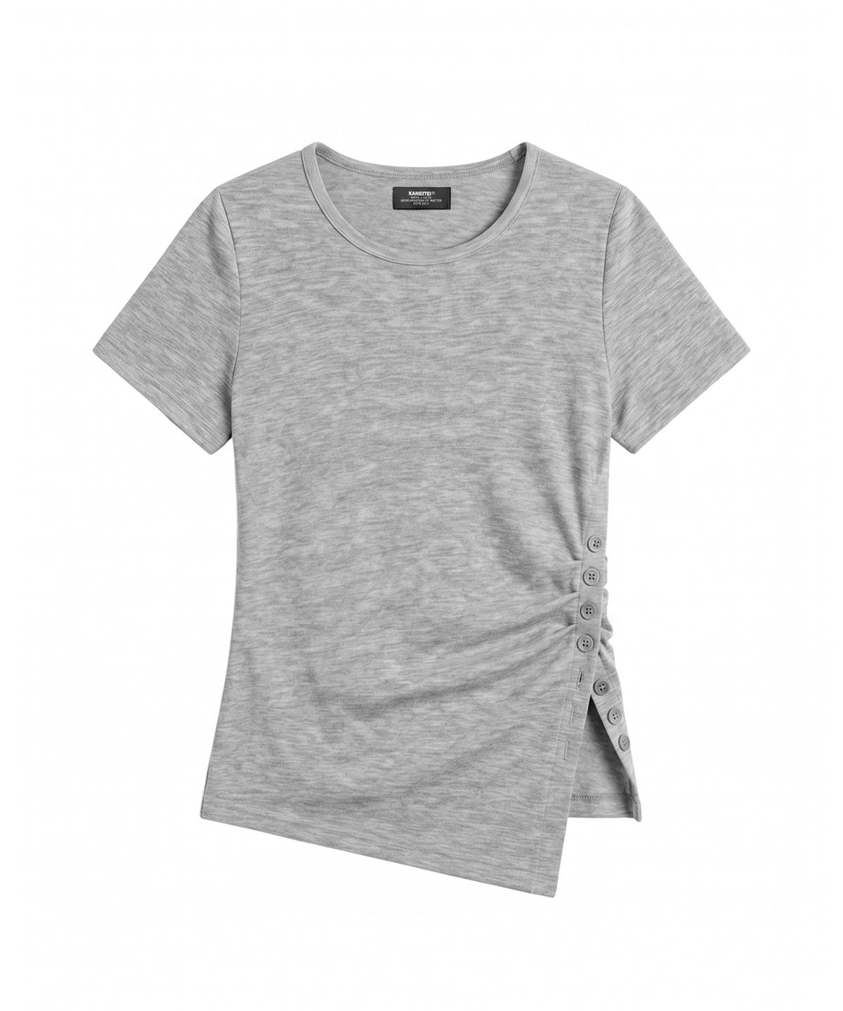 카네이테이(KANEITEI) MUSE DRAPED SHORT SLEEVE (MELANGE GRAY)