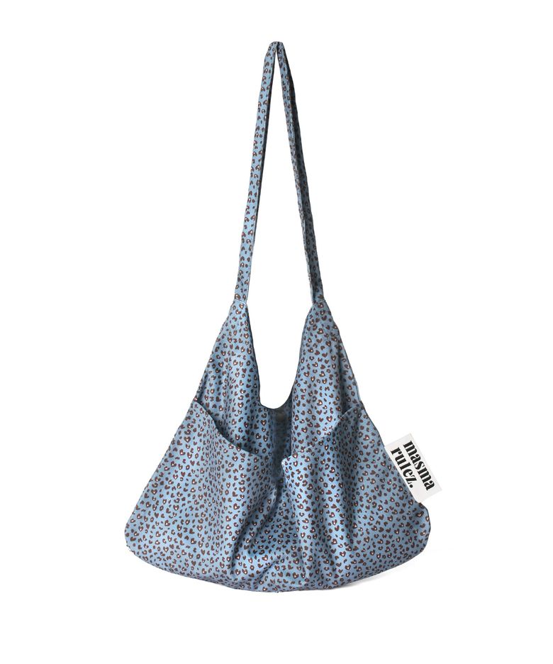 Rabbit eco bag_Heart leopard mauve blue