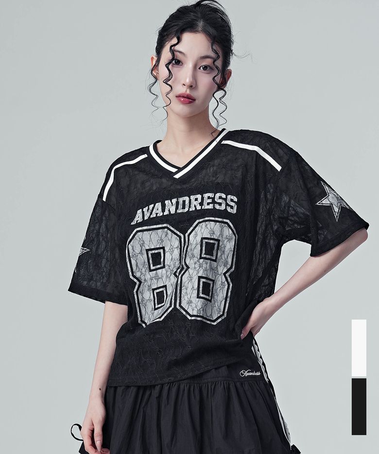 발레리나 클럽 88 풋볼 져지 레이스 티셔츠_2Colors