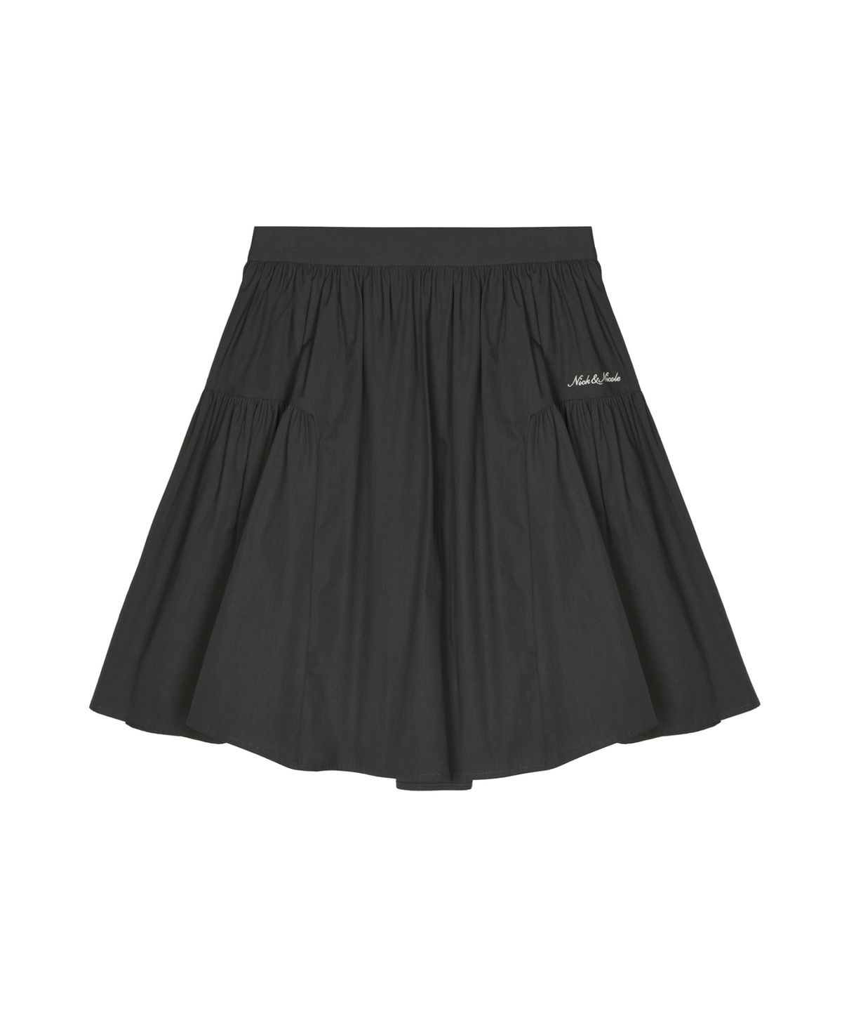 닉앤니콜(NICK&NICOLE) COTTON FLARE MIDI SKIRT_CHARCOAL