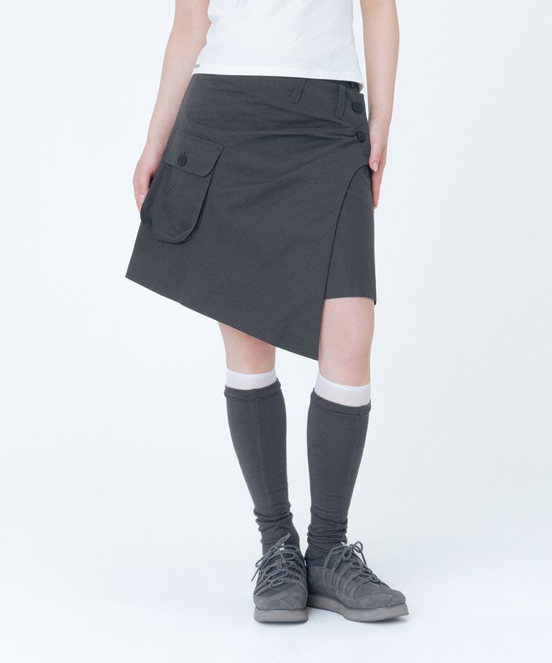 Hannah side pocket wrap midi skirt CHARCOAL