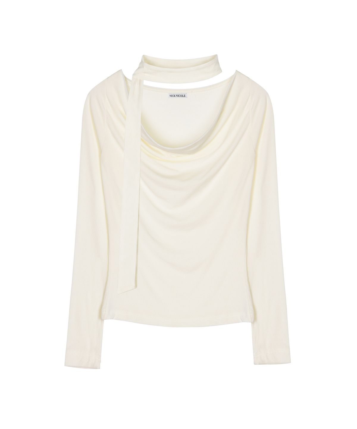 닉앤니콜(NICK&NICOLE) DRAPE TIE LONG SLEEVE TOP_CREAM