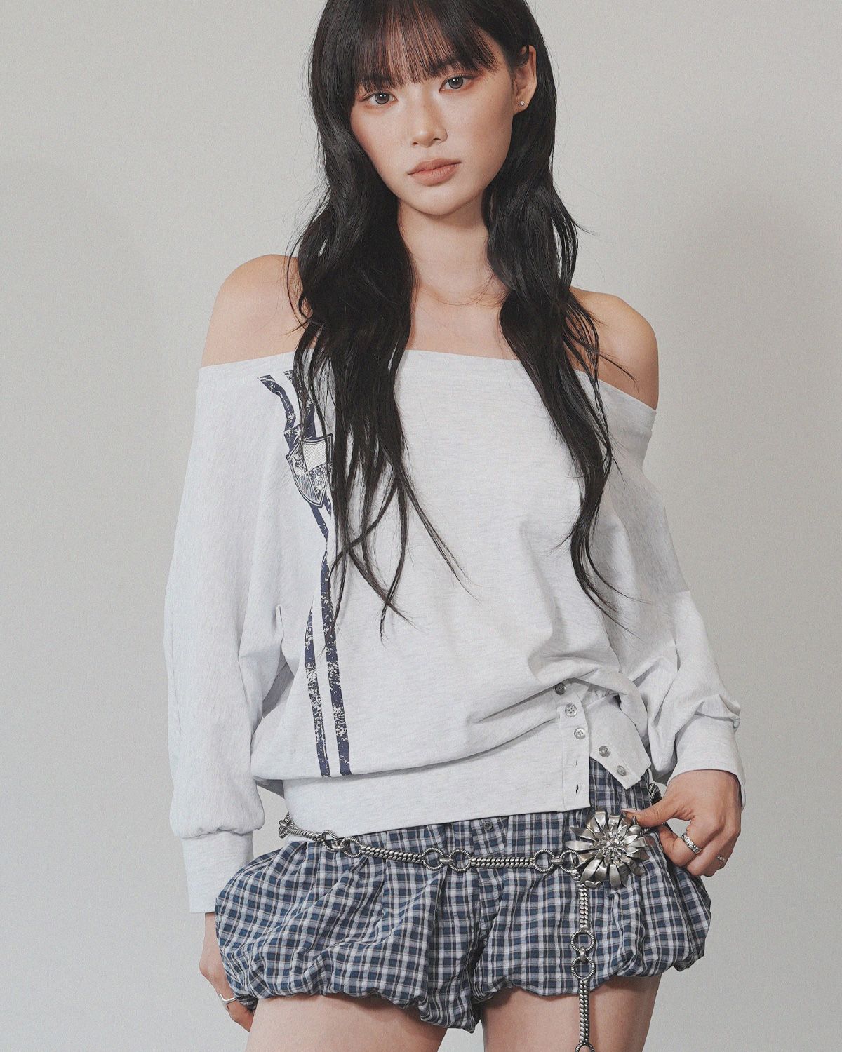 여린(YEORIN) Double Line Boat Neck T-Shirts (W Melange)