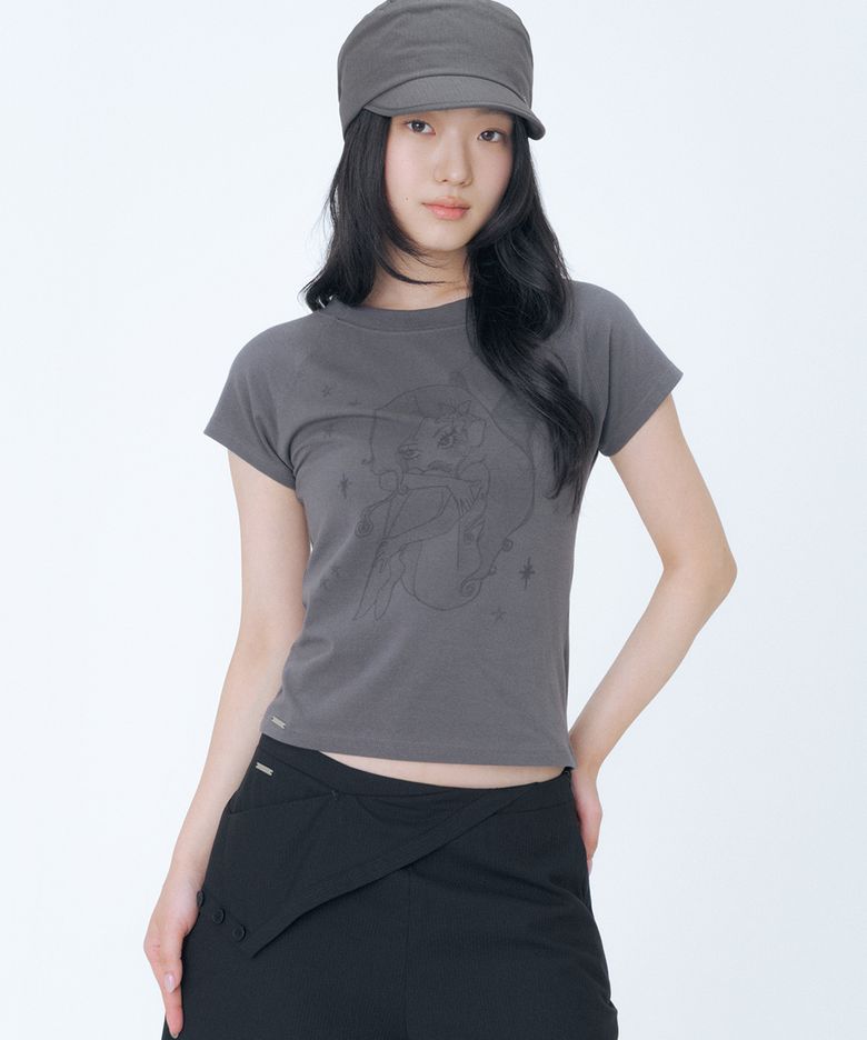 Hannah fairy raglan short sleeve CHARCOAL