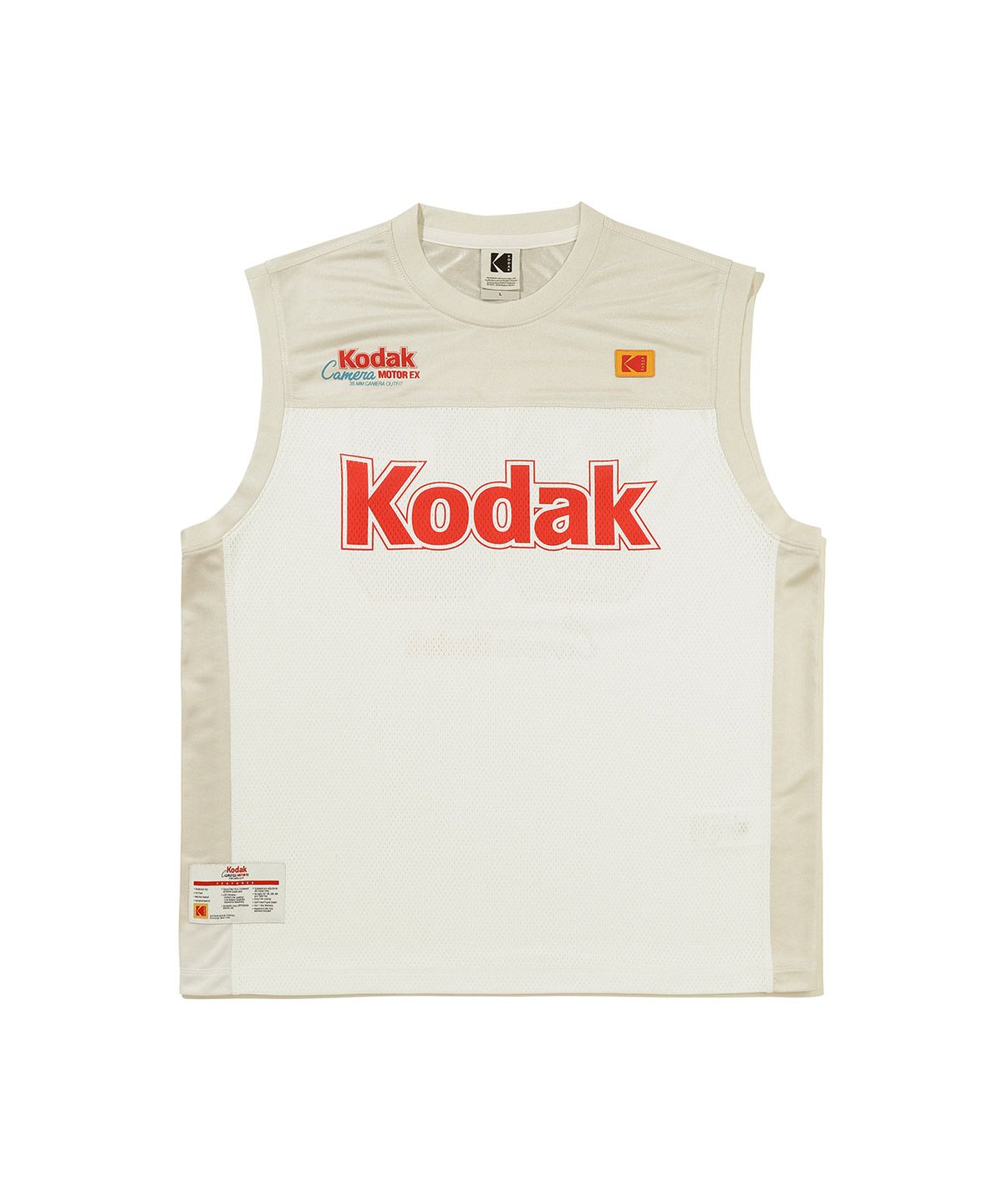 코닥(KODAK) 메쉬 슬리브리스 탑 WHITE