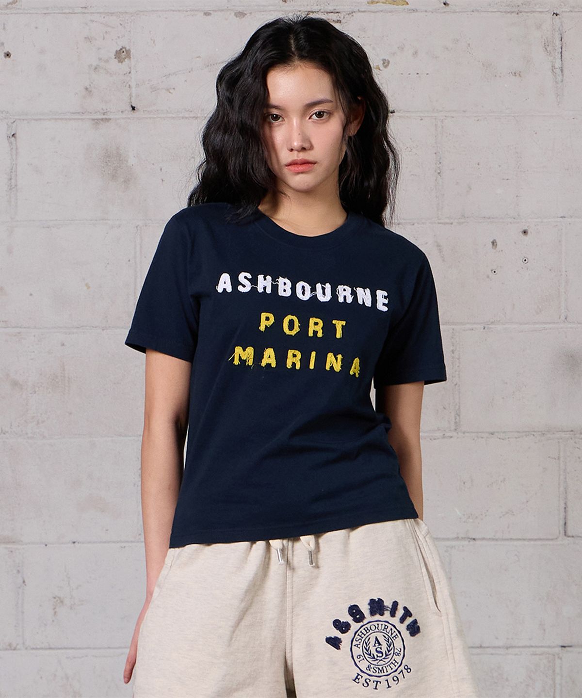 애쉬본&스미스(ASHBOURNE & SMITH) [우먼] PORT MARINA 반팔티 ASH1012_네이비