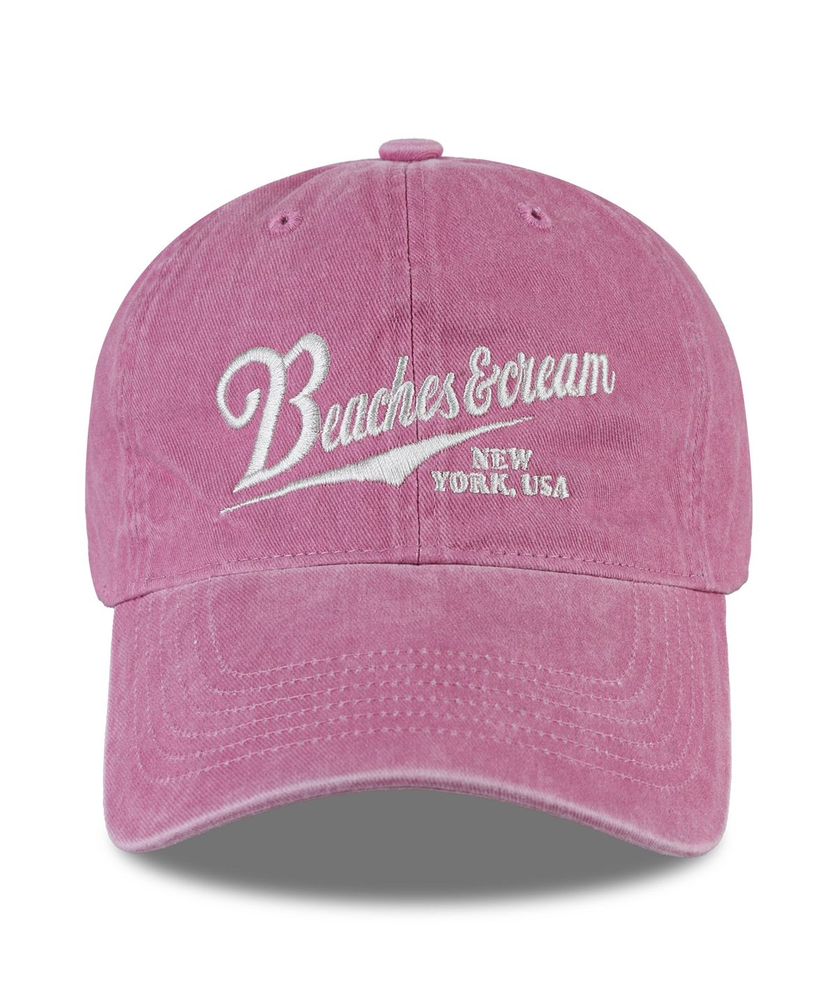 비치스앤크림(BEACHESANDCREAM) New York USA Stone-Washed Ball cap-Pink