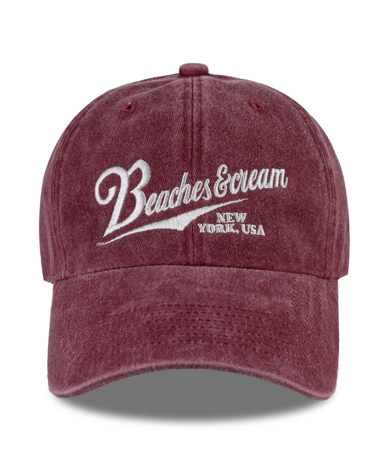 New York USA Stone-Washed Ball cap-Burgundy