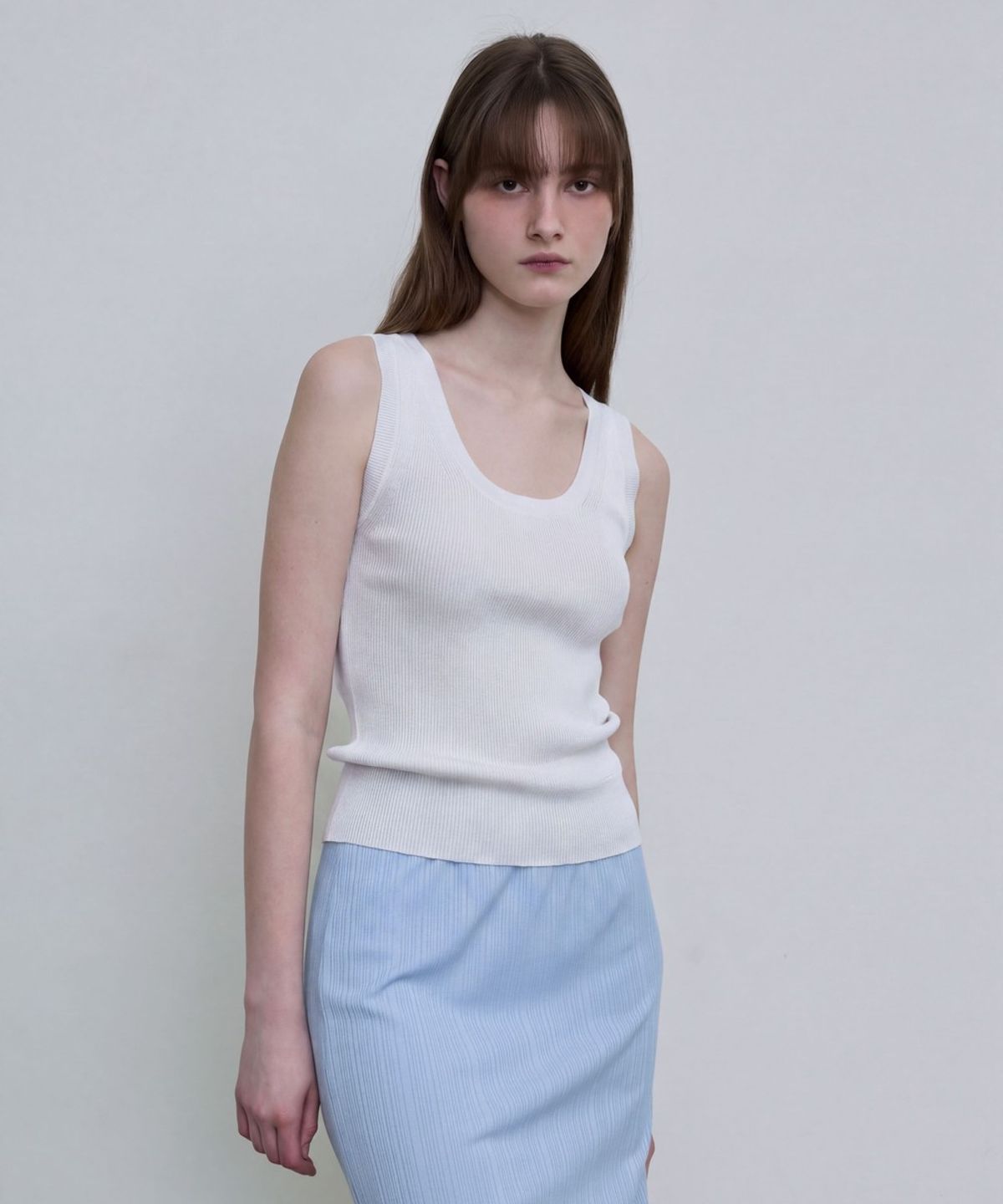 디에토(DEETO) Basic Ribbed Tank Top [WHITE]