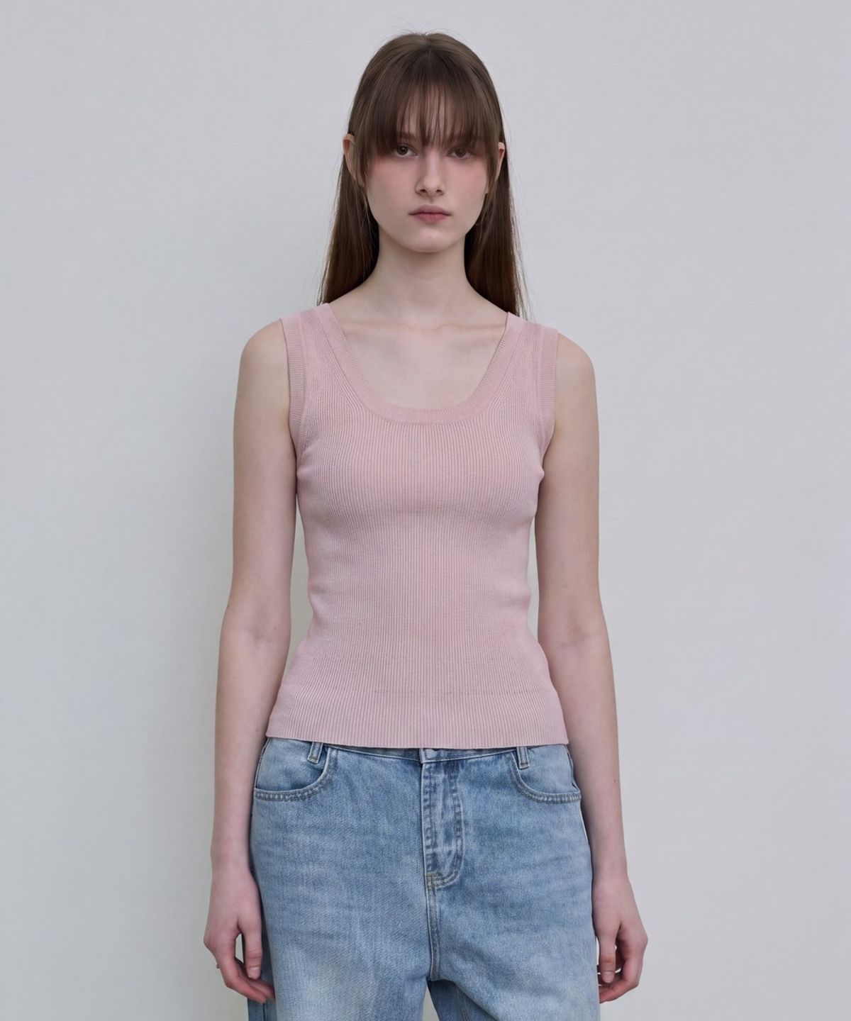 디에토(DEETO) Basic Ribbed Tank Top [L/PINK]