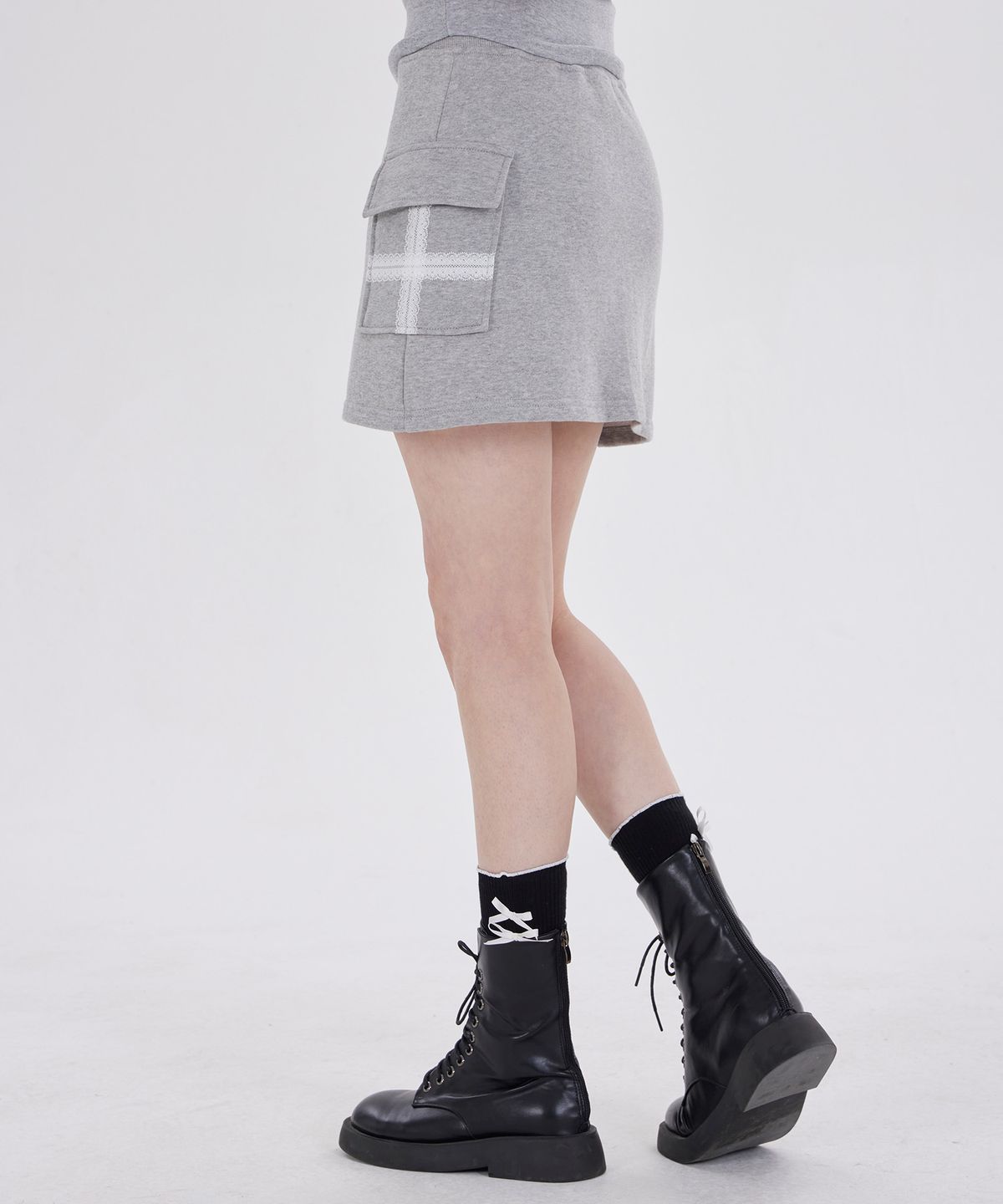 디스펑트(DYSFUNCT) BANDED POCKET MINI SKIRT(GRAY)