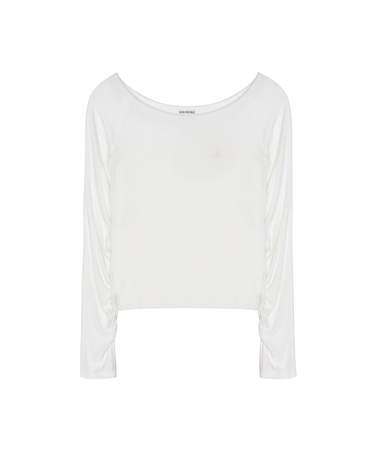 닉앤니콜(NICK&NICOLE) SLEEVE SHIRRING BOAT NECK TOP_IVORY