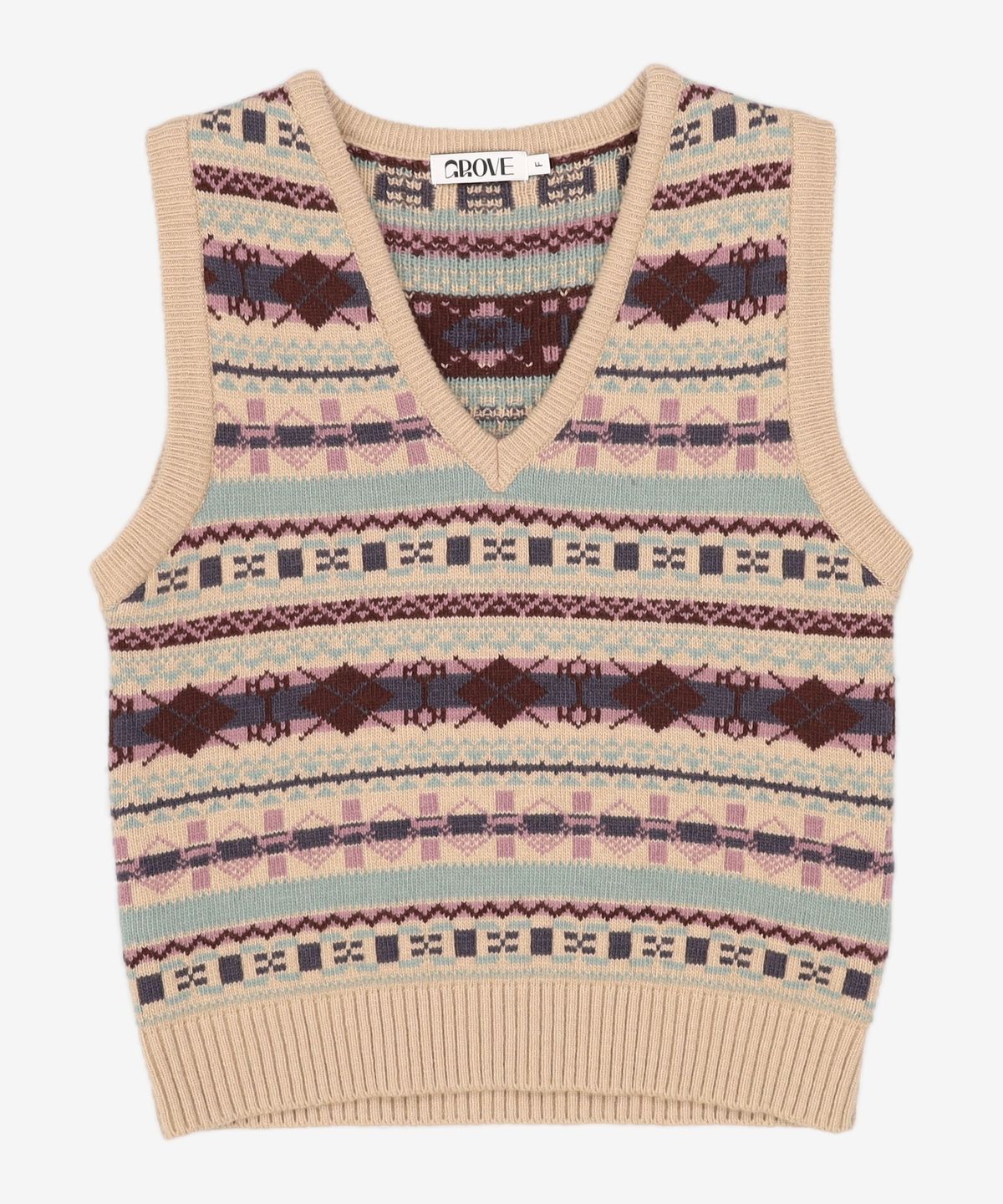 그로브(GROVE) NORDIC V-NECK KNIT VEST (SKY BLUE) FREE