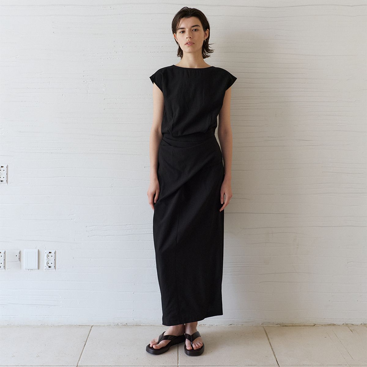 노우드(NOEUD) Drape flow dress (Black)
