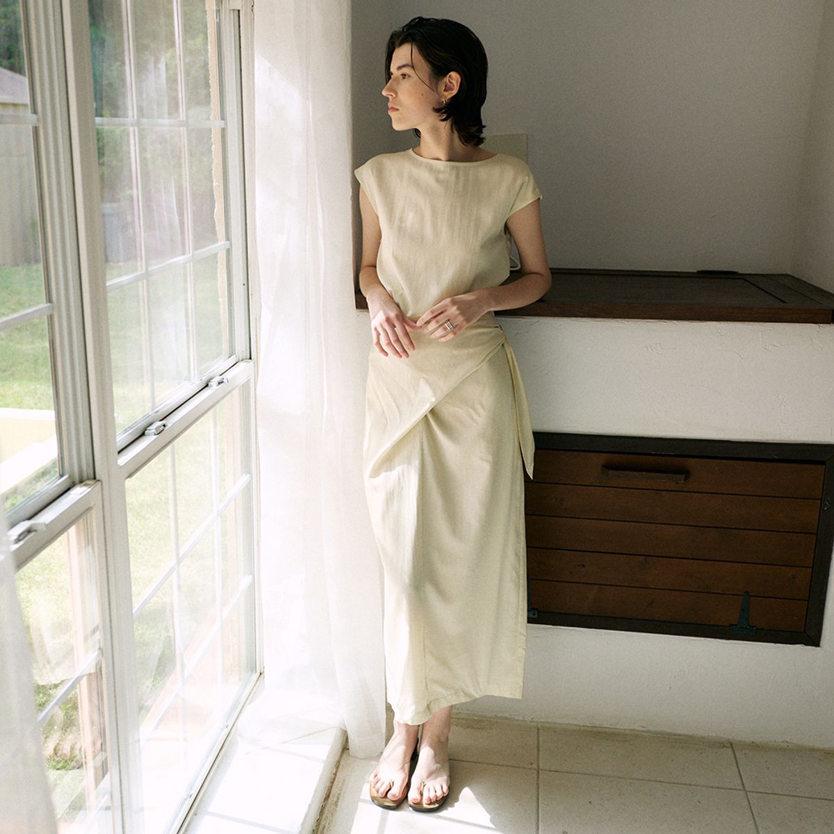 노우드(NOEUD) Drape flow dress (Cream)