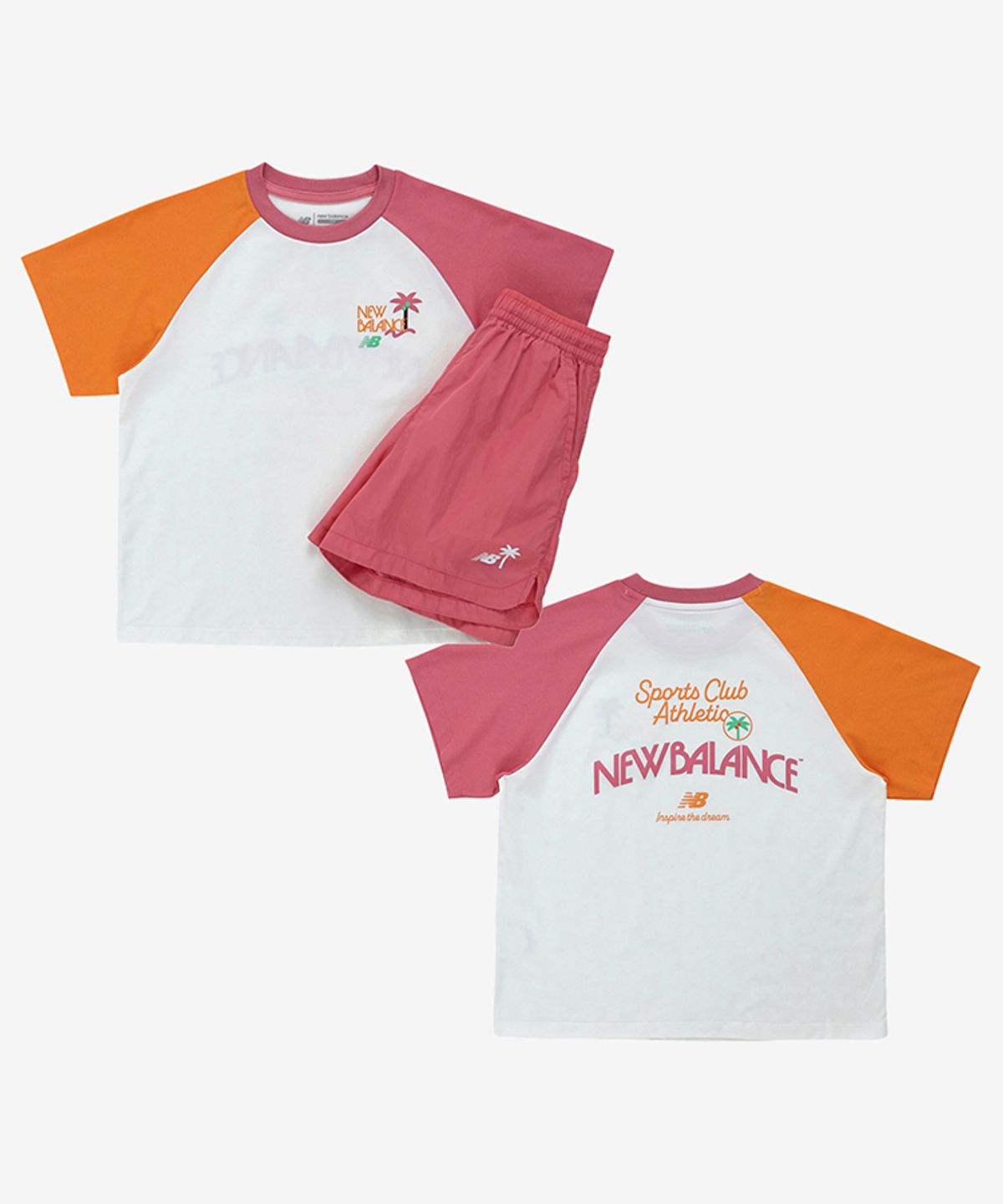 뉴발란스 키즈(NEWBALANCEKIDS) SUMMER WAVE_컬러블럭 라글란 반팔 셋업 아동 상하복 NK9YG3973U25