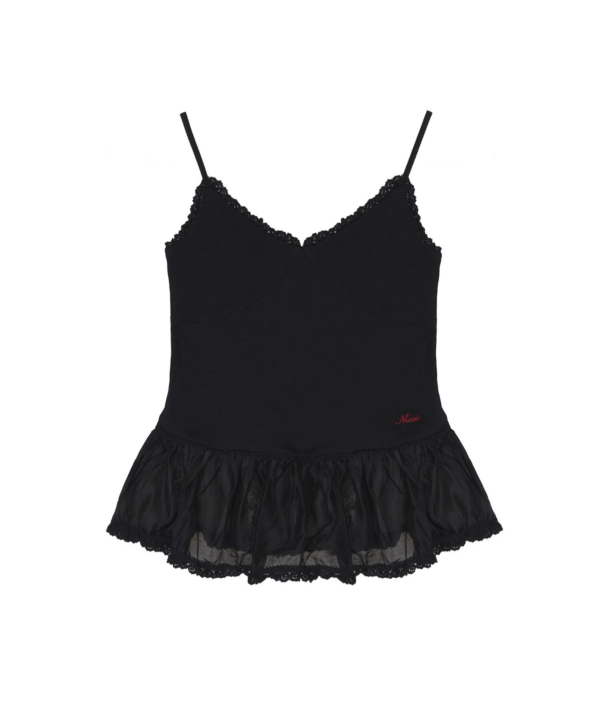 닉앤니콜(NICK&NICOLE) LACE PEPLUM SLEEVELESS TOP_BLACK
