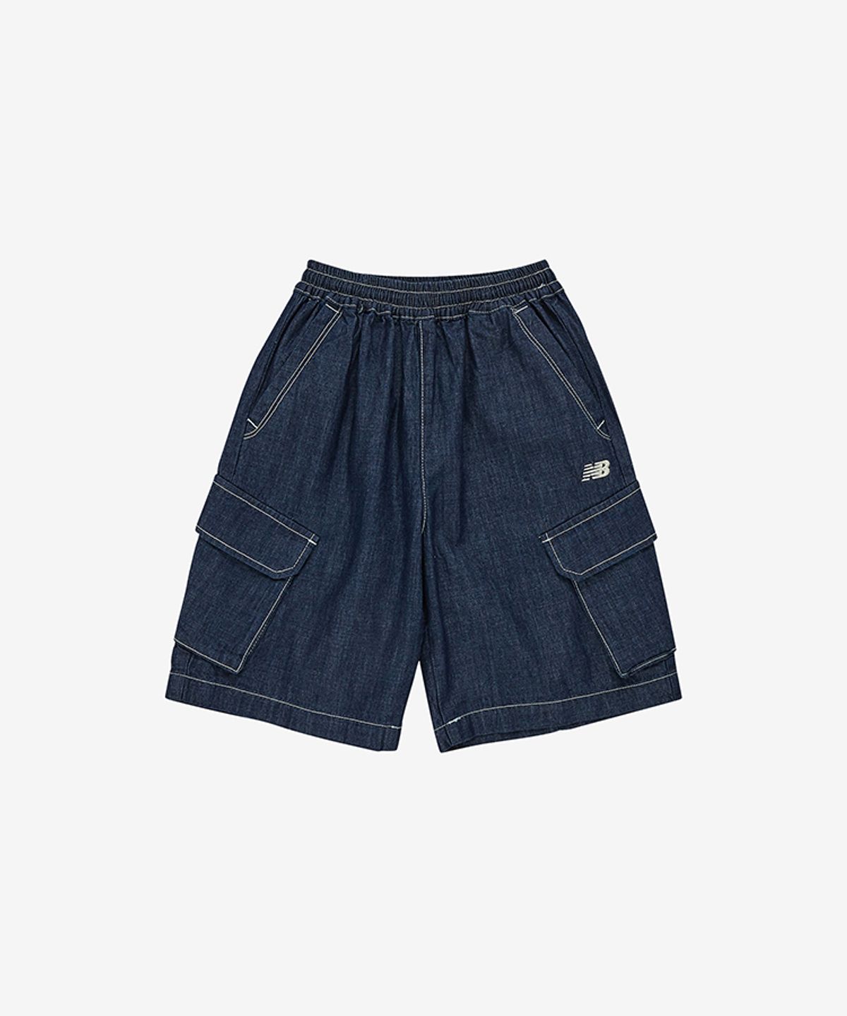 뉴발란스 키즈(NEWBALANCEKIDS) Ready Set Rugby_카고 포켓 버뮤다 데님 팬츠 아동 바지 NK9VG2401U55