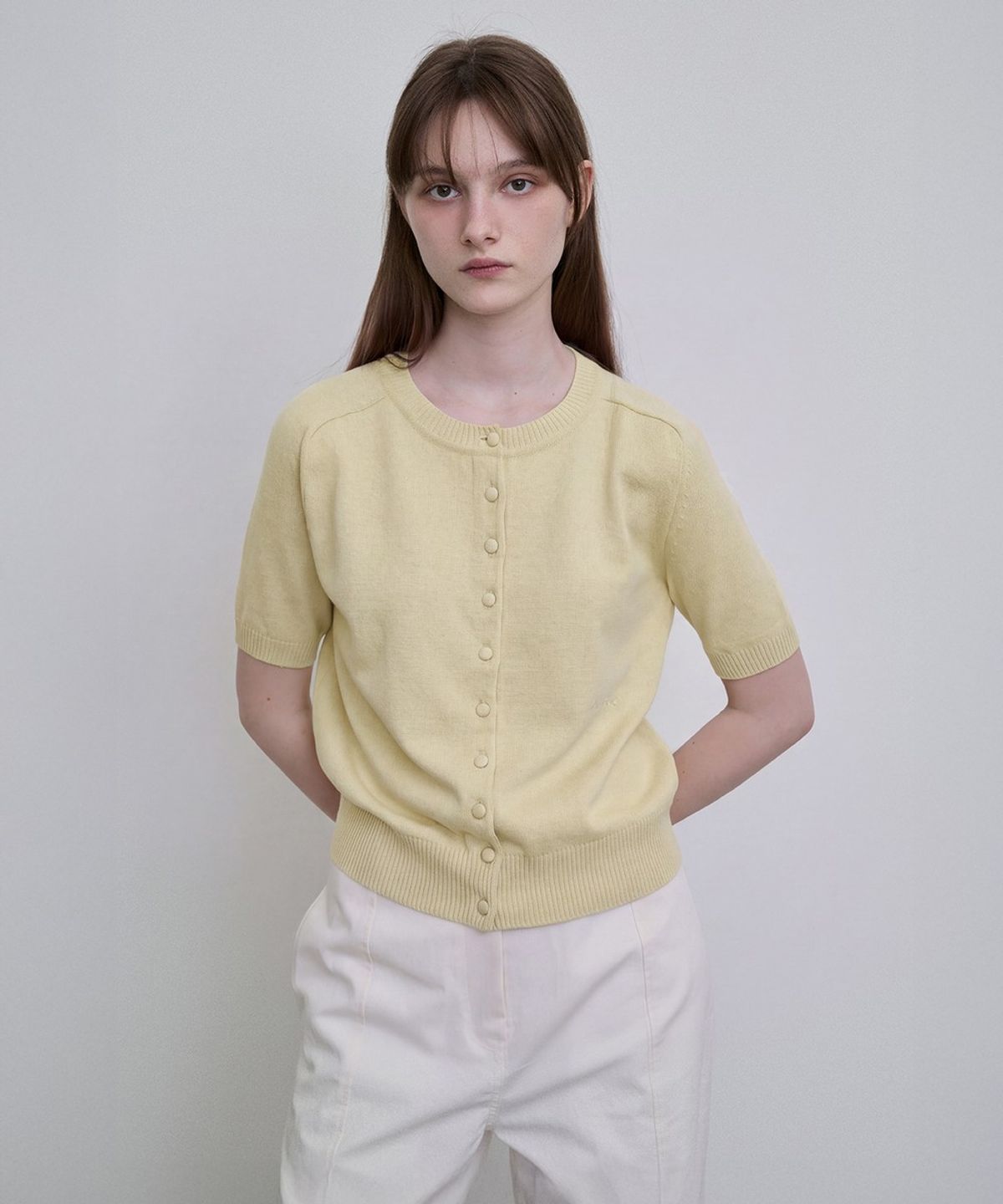 디에토(DEETO) Italian Yarn Covered Button Knit Cardigan [YELLOW]