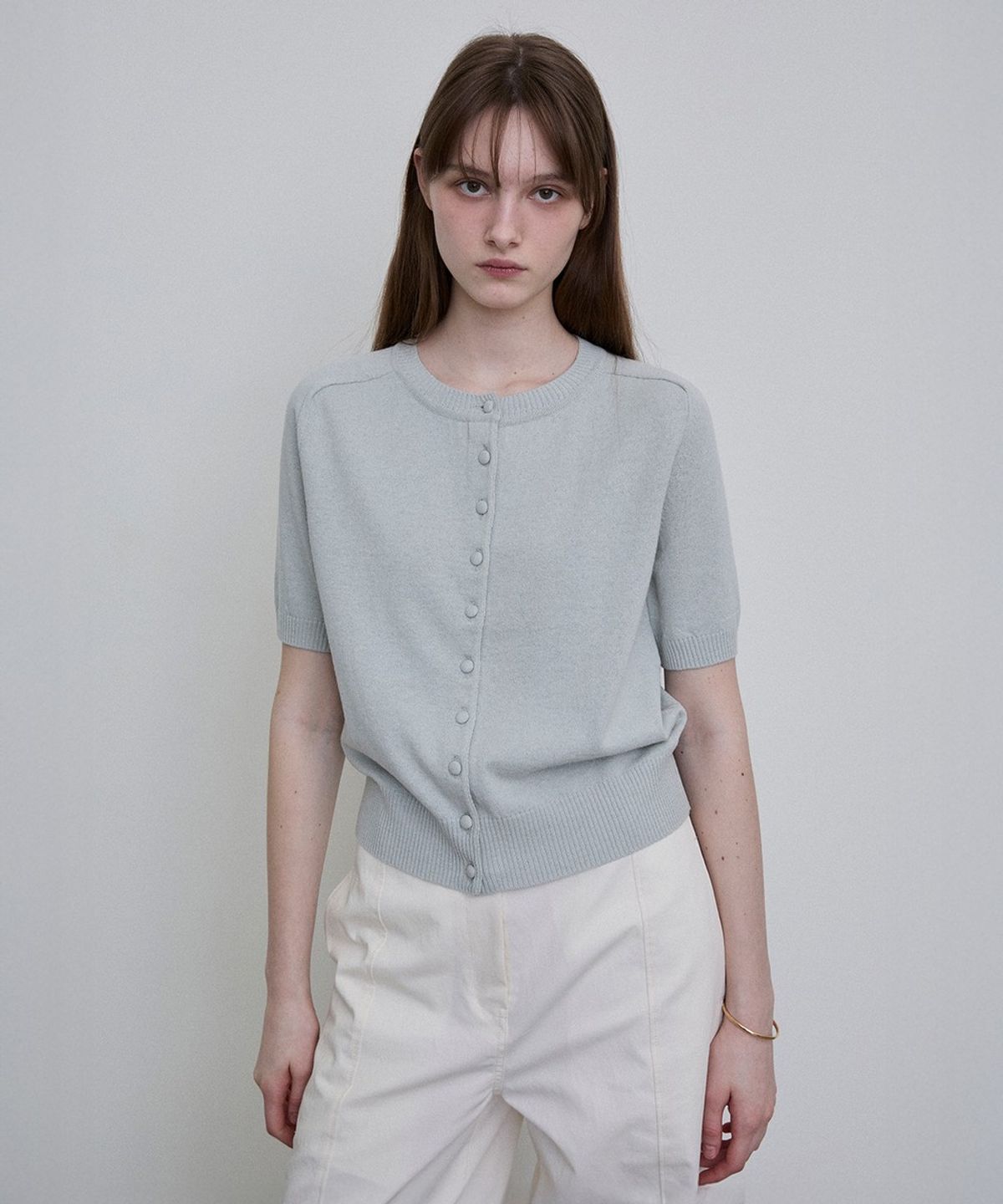 디에토(DEETO) Italian Yarn Covered Button Knit Cardigan [MINT]