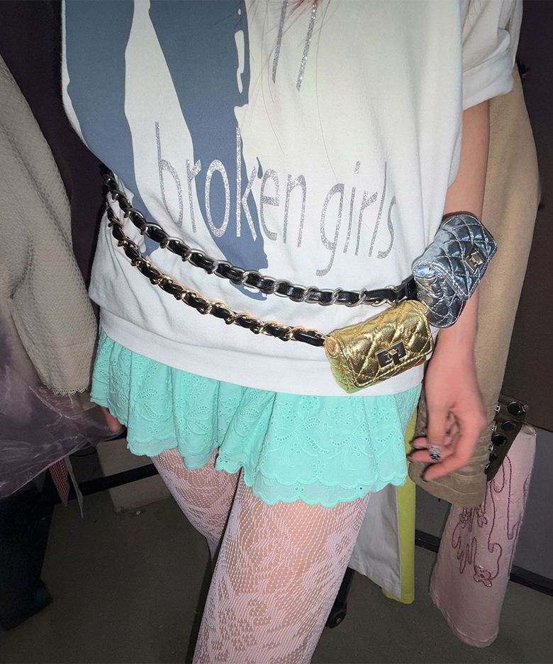 Coin Purse Chain Belt Gold
