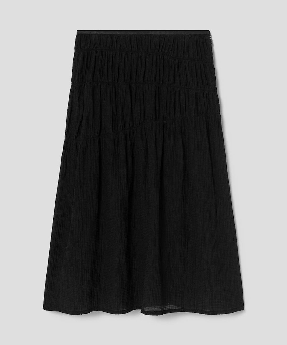 앙개(ANGGAE) Sheer Gather Long Skirt  Black