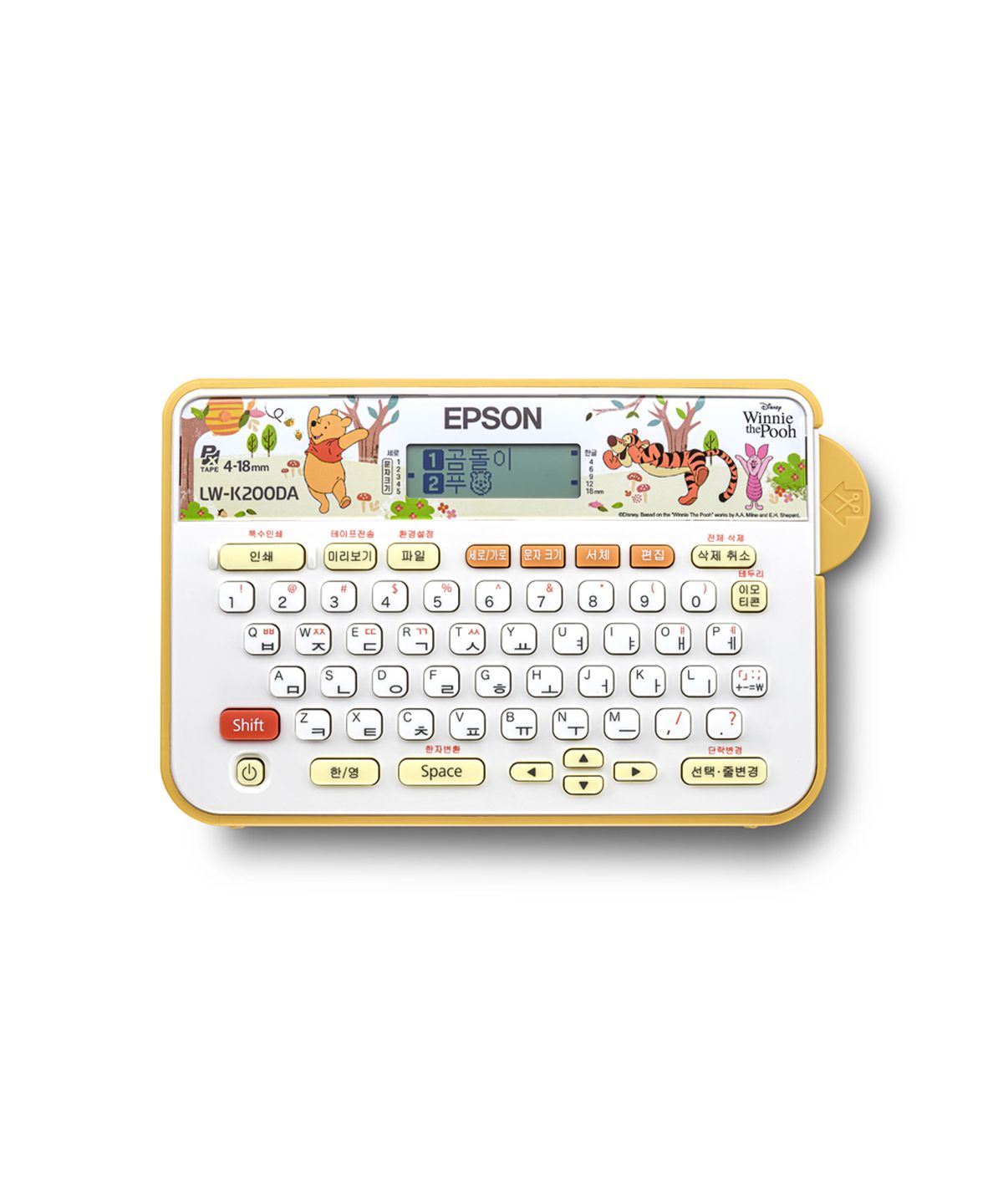 엡손(EPSON) LW-K200DA 곰돌이 푸 라벨프린터 네이머 기본 테이프 포함