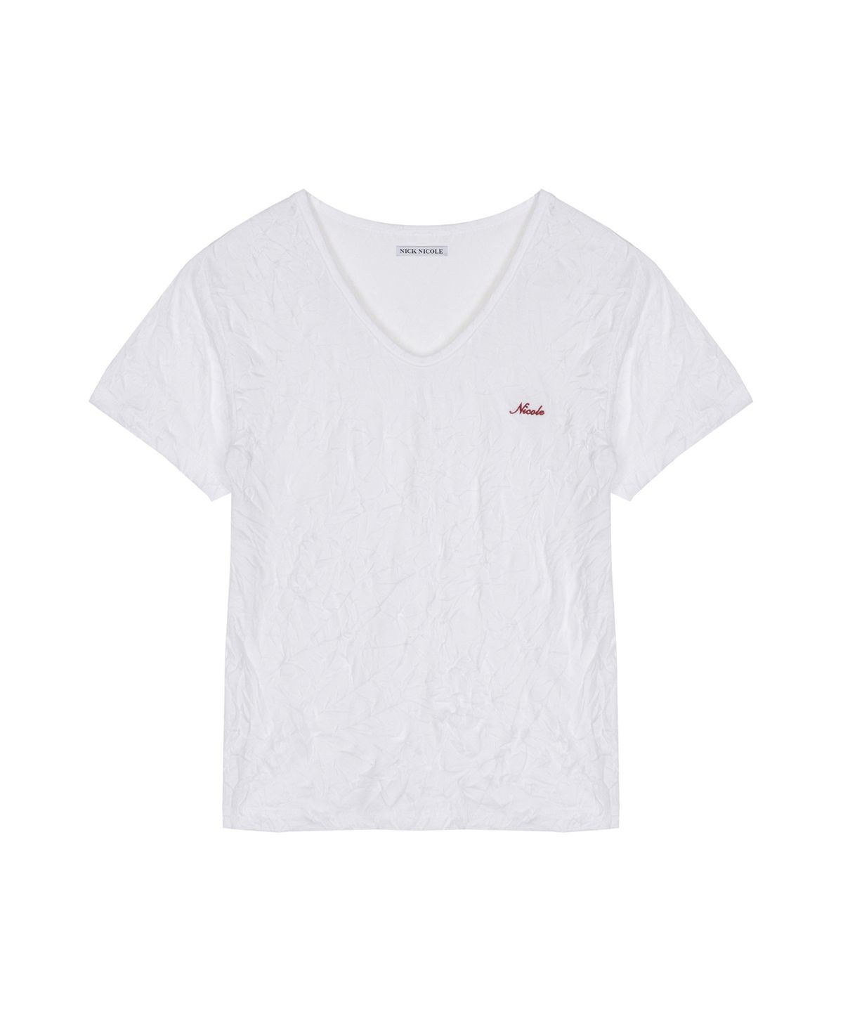 닉앤니콜(NICK&NICOLE) WRINKLE V-NECK TOP_WHITE