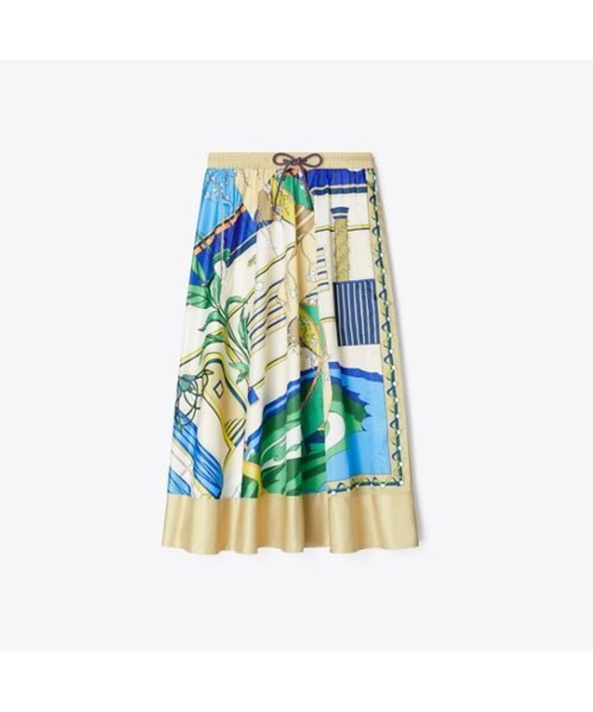 토리버치(TORYBURCH) 프린티드 나일론 새틴 스커트 - 더 풀 블루
