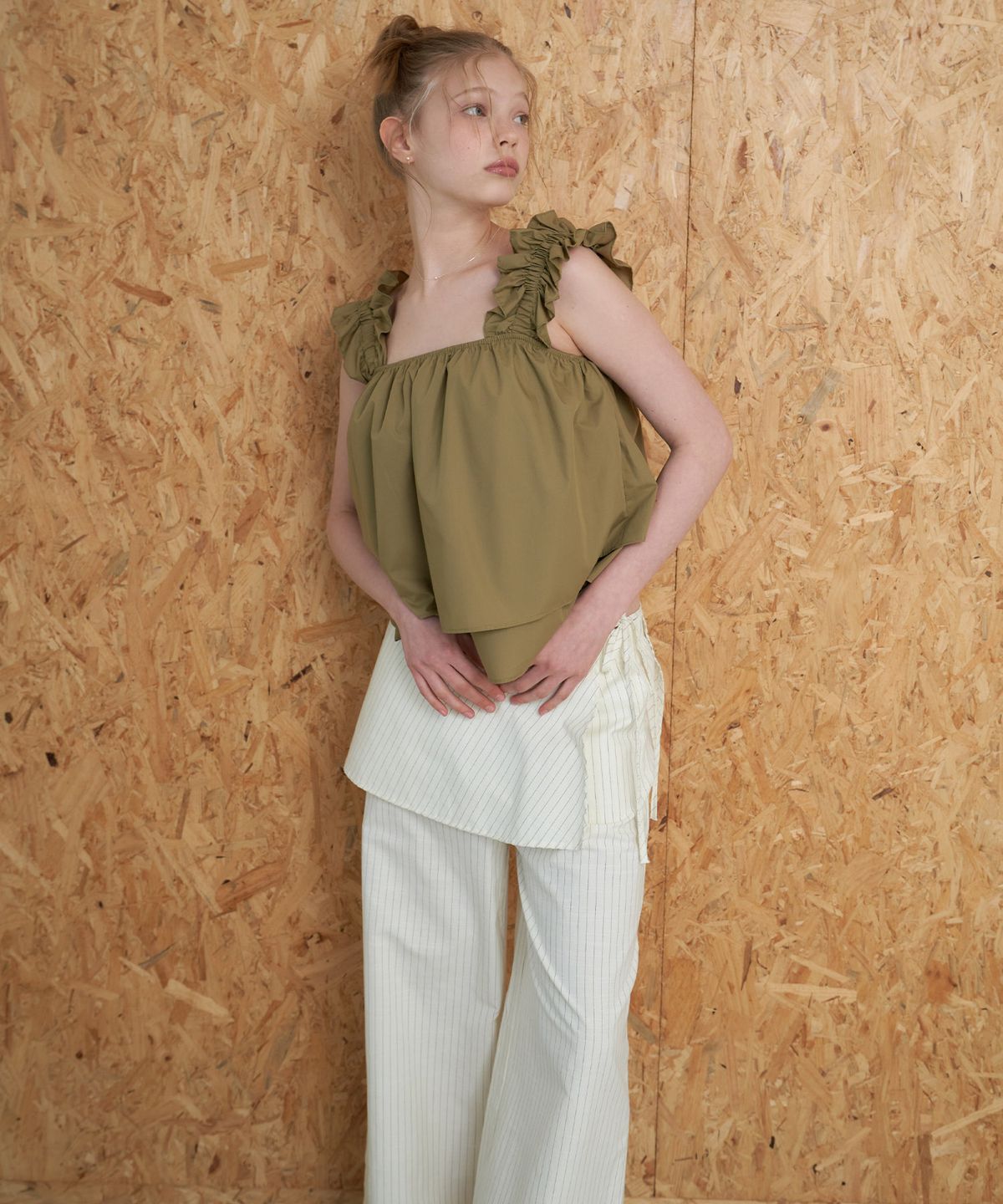 플로브(FLOVE) STRIPE LAYERED WRAP PANTS_IV