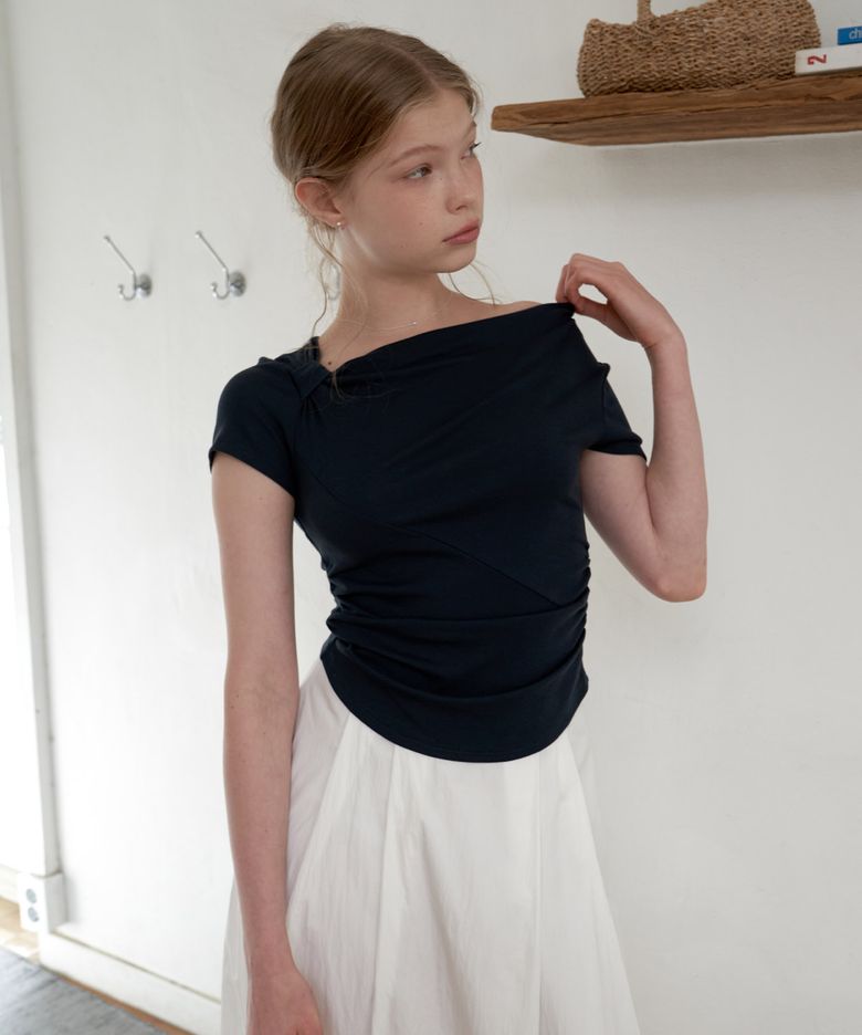 DRAPING BON BLOUSE_D/BL