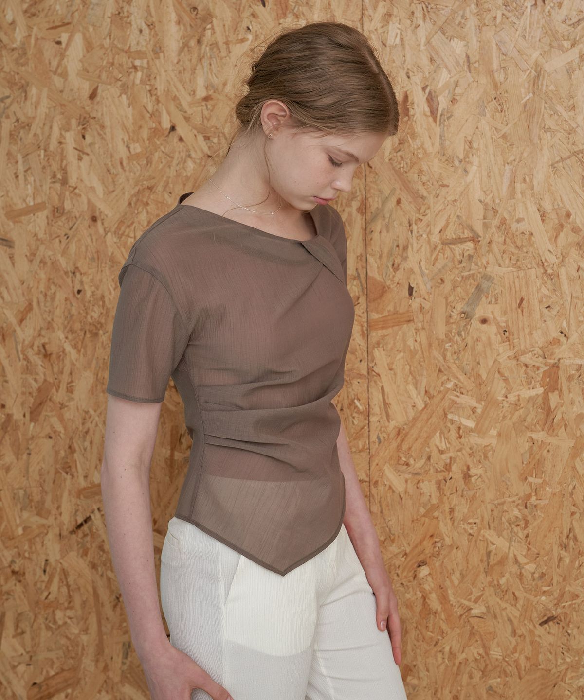 플로브(FLOVE) SHEER RIV BLOUSE_BR