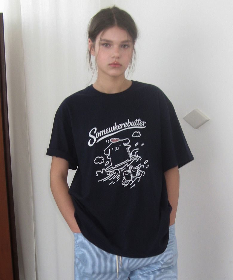 Summer Pompompurin Over-Fit Top - Navy