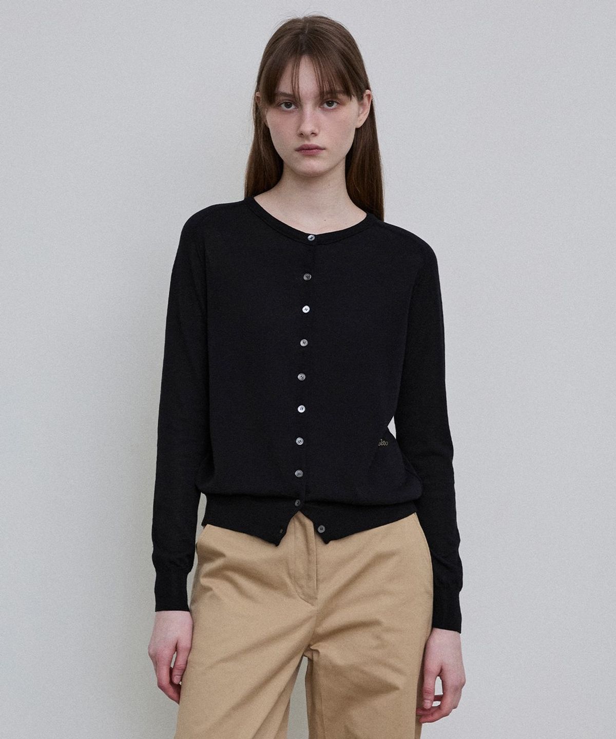 디에토(DEETO) Essential Cotton Blend Cardigan [BLACK]