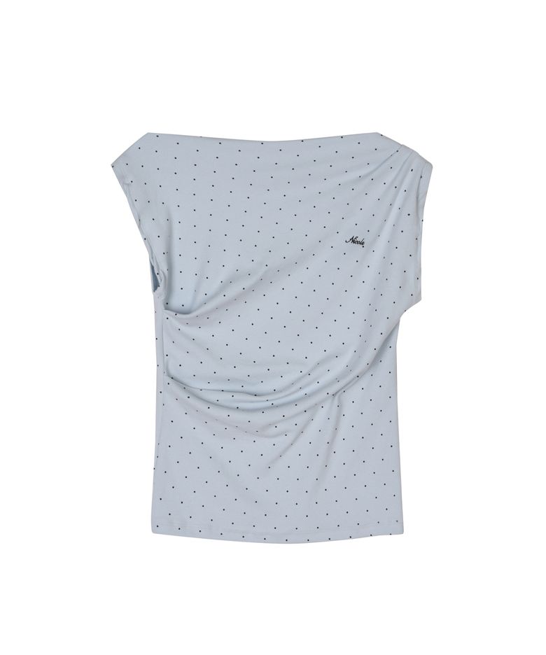 DOT SHIRRING DRAPE SLEEVELESS TOP_SORA