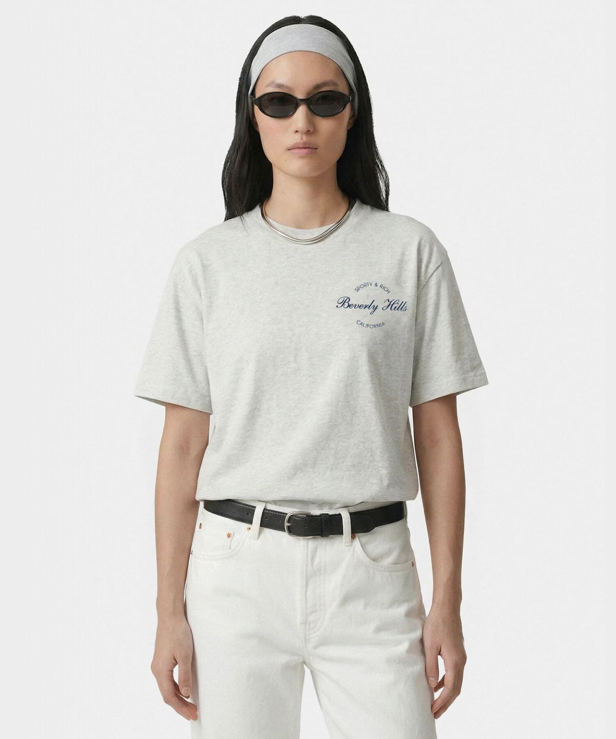 스포티앤리치(SPORTY&RICH) 베벌리 스크립트 티셔츠 남녀공용 그레이 R265AUT005