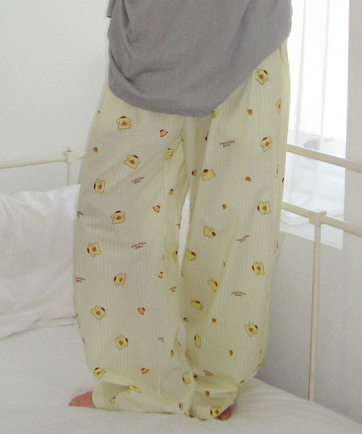 썸웨어버터(SOMEWHEREBUTTER) Pompompurin Stripe Pajama Pants - Butter