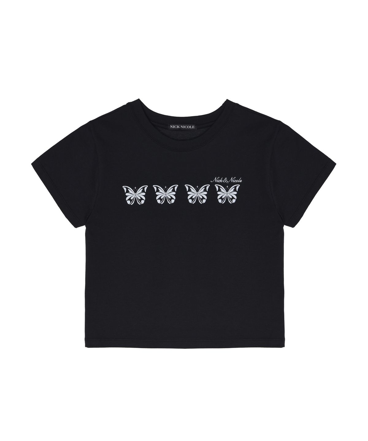 닉앤니콜(NICK&NICOLE) MINI BUTTERFLY GRAPHIC TOP_BLACK