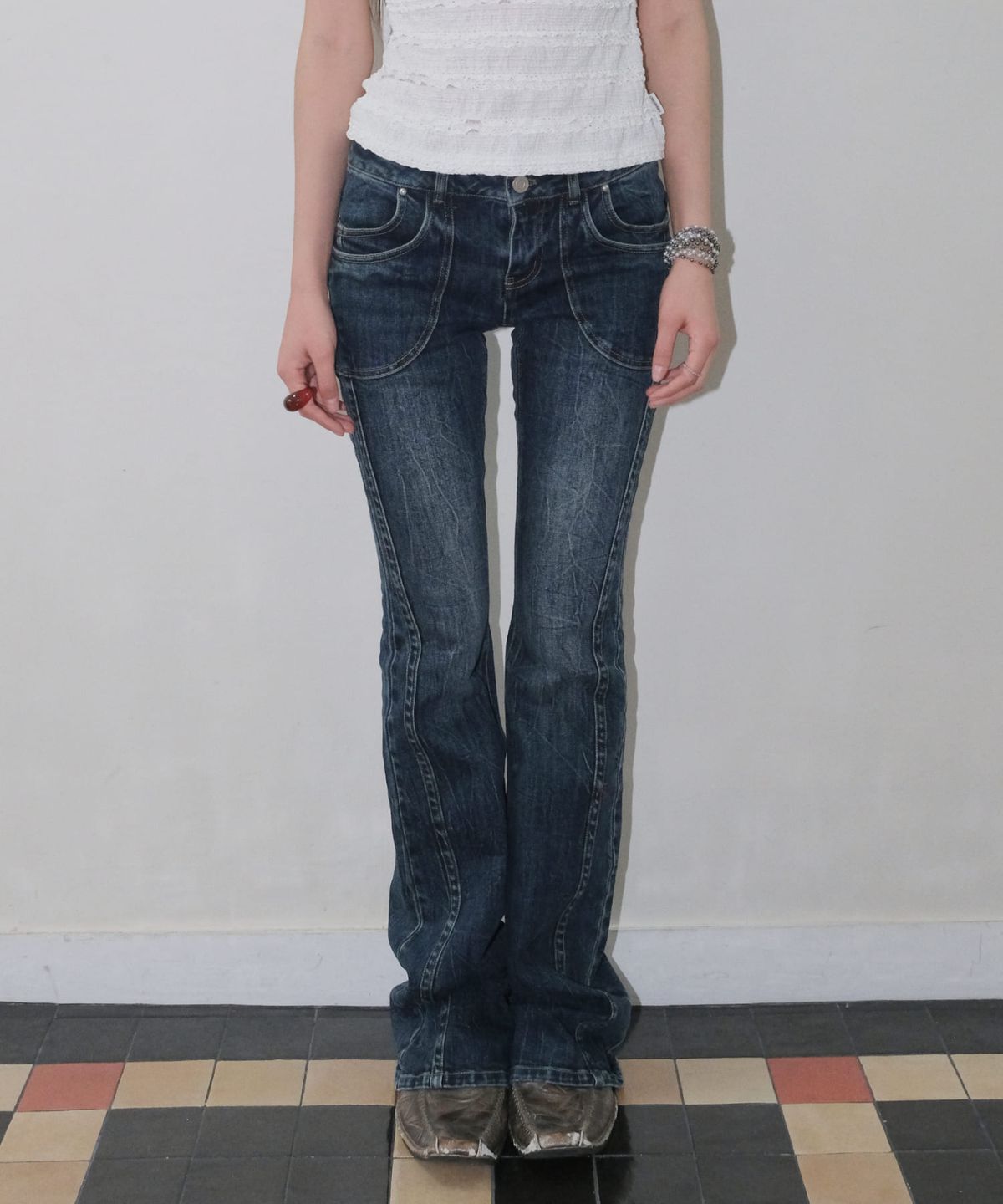 오디너리 홀리데이(ORDINARY HOLIDAY) WASHED BOOTS CUT JEANS [DEEP BLUE]