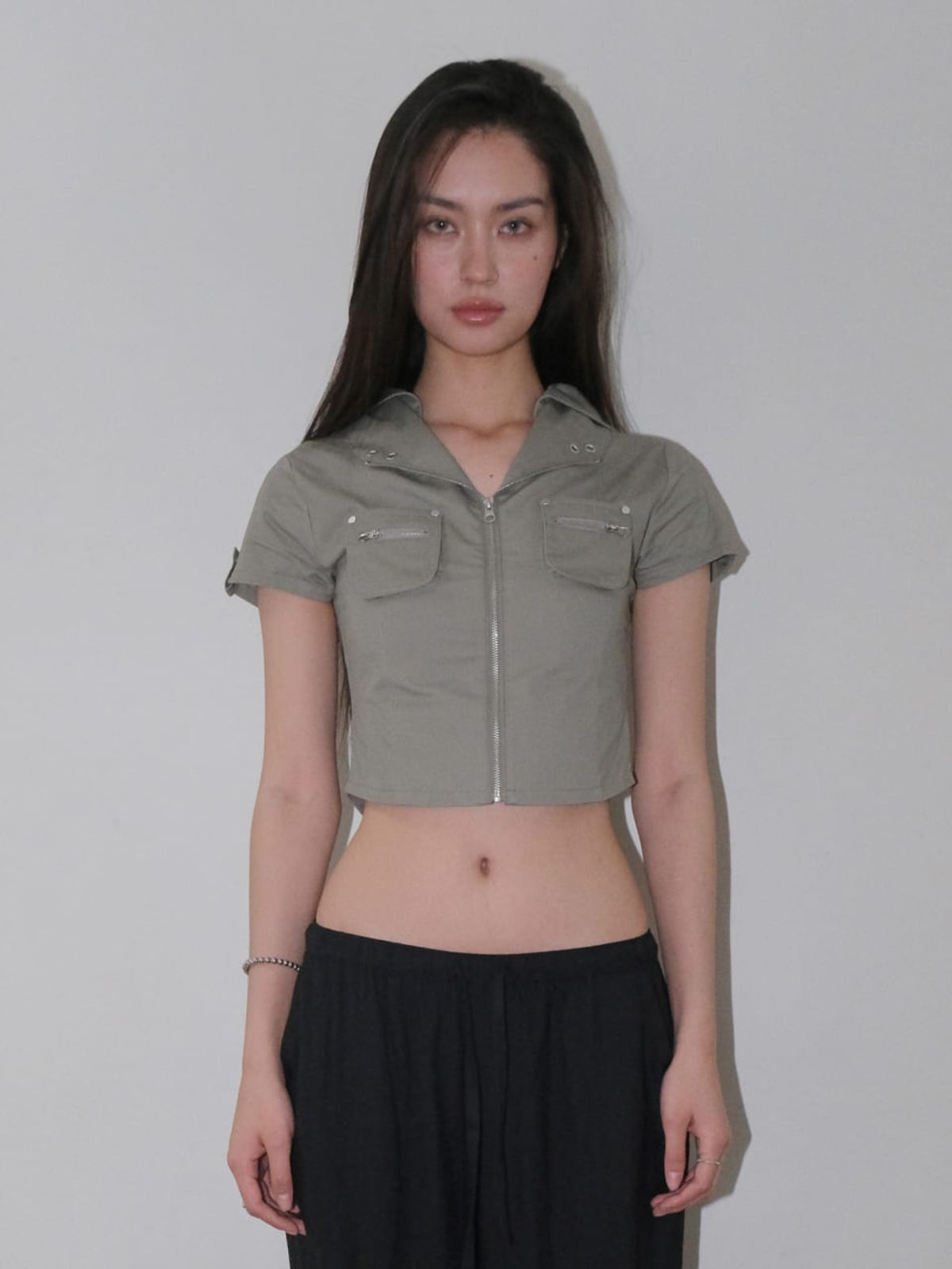 오디너리 홀리데이(ORDINARY HOLIDAY) SHORT SLEEVE ZIP-UP SHIRTS [LIGHT KHAKI]