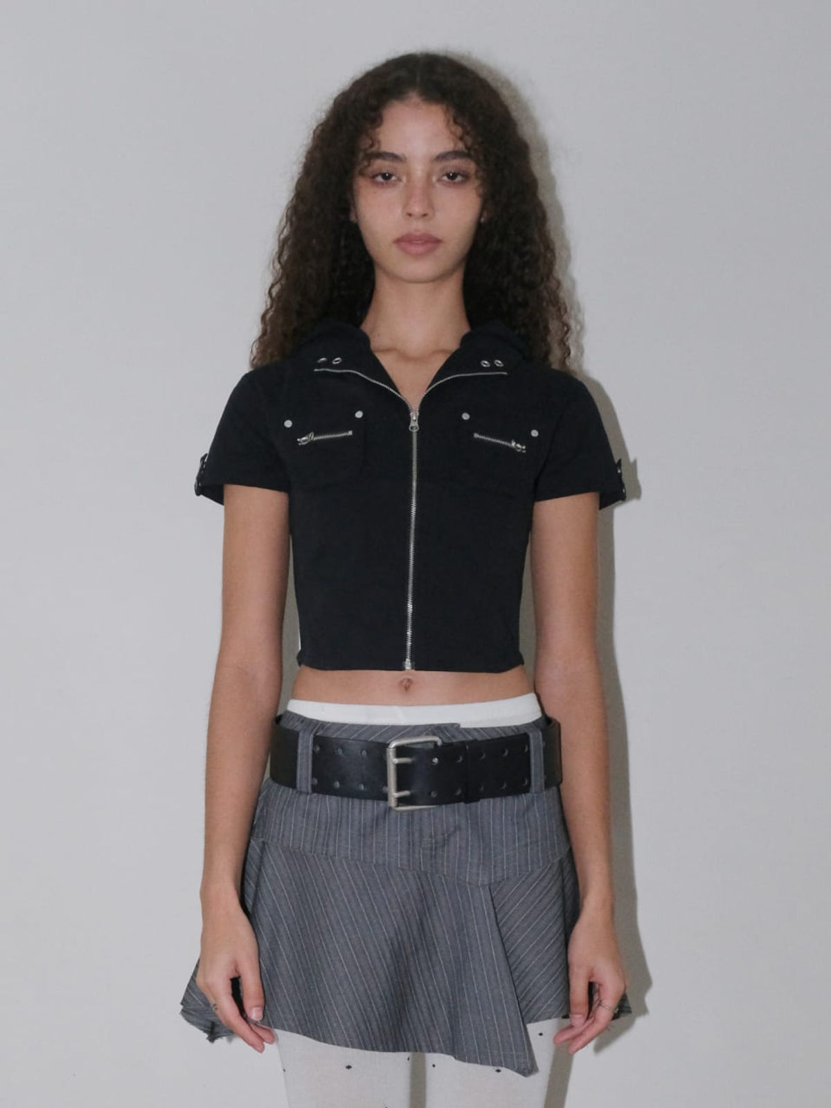오디너리 홀리데이(ORDINARY HOLIDAY) SHORT SLEEVE ZIP-UP SHIRTS [BLACK]