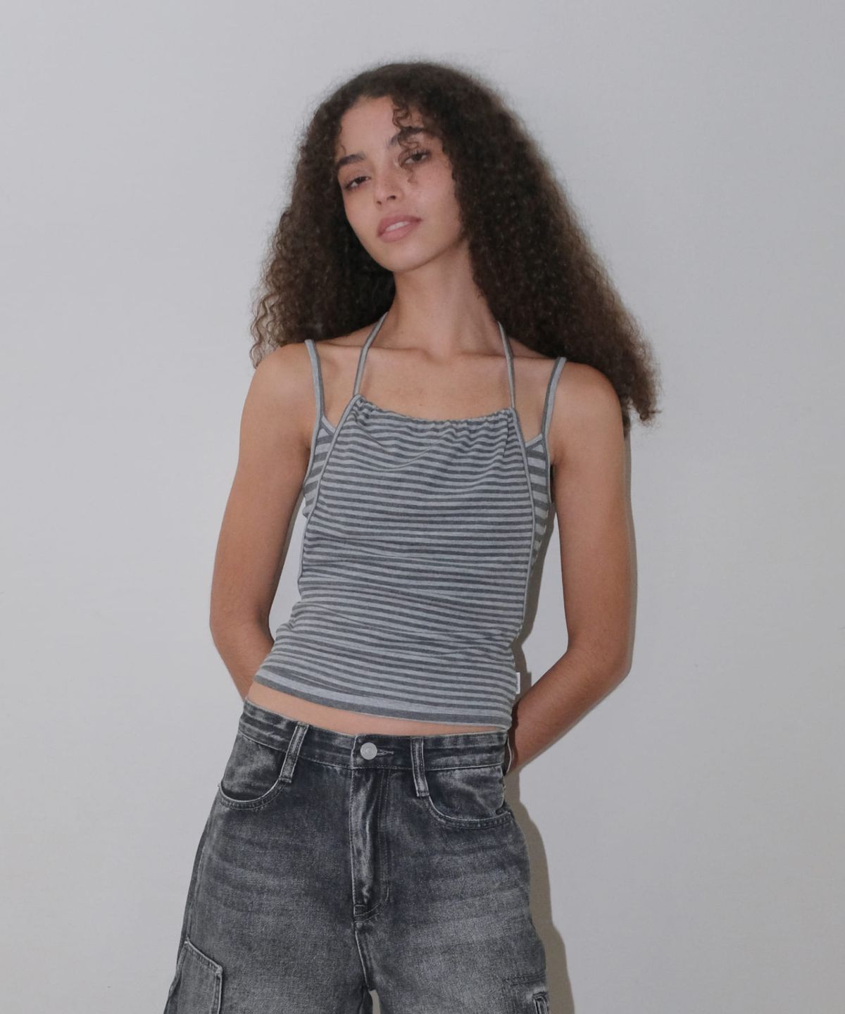 오디너리 홀리데이(ORDINARY HOLIDAY) LAYERED STRIPE TOP [GREY]