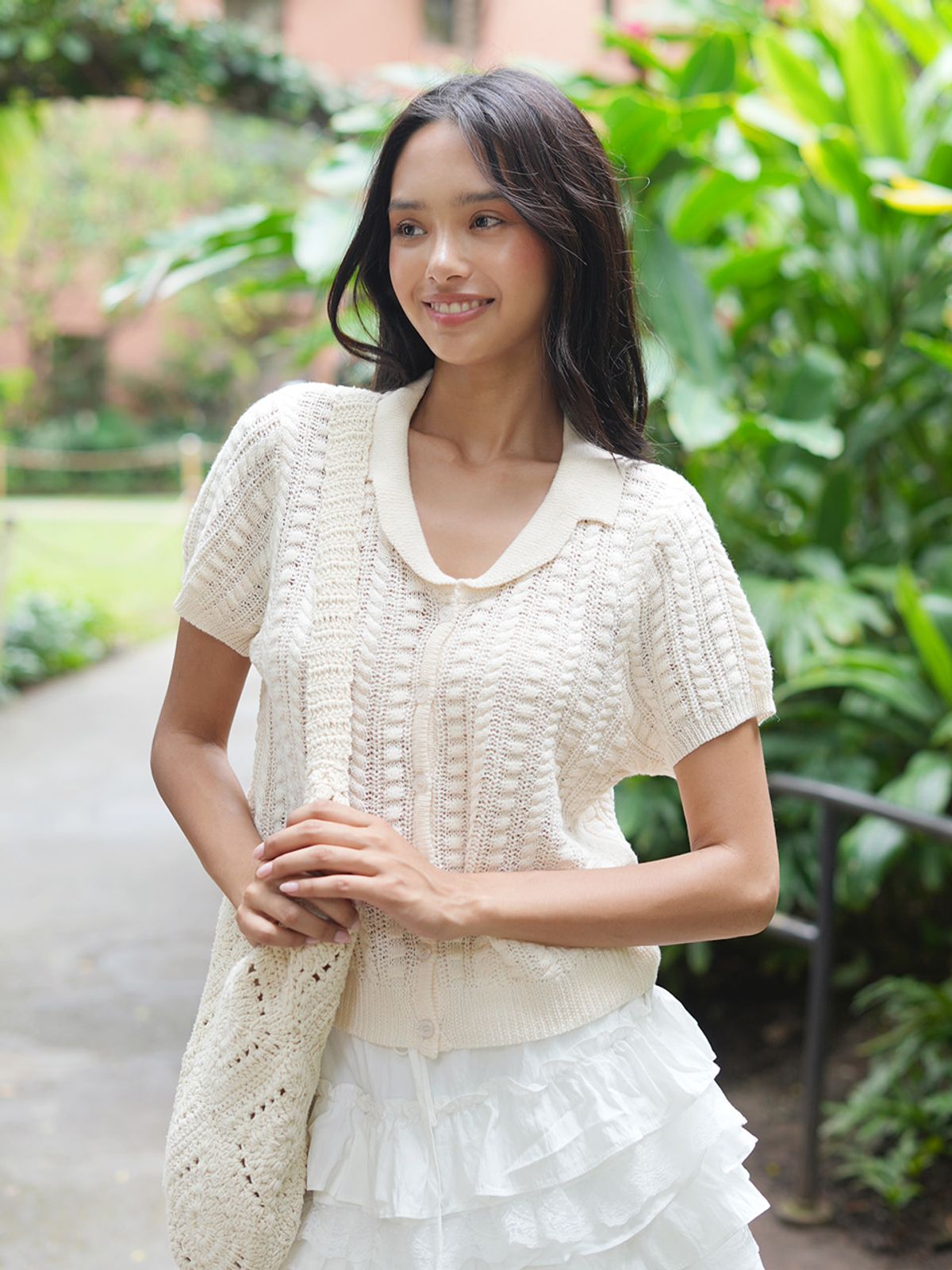 랭앤루(LANGNLU) HAMOA Half Sleeve Cardigan(하모아)_CREAM
